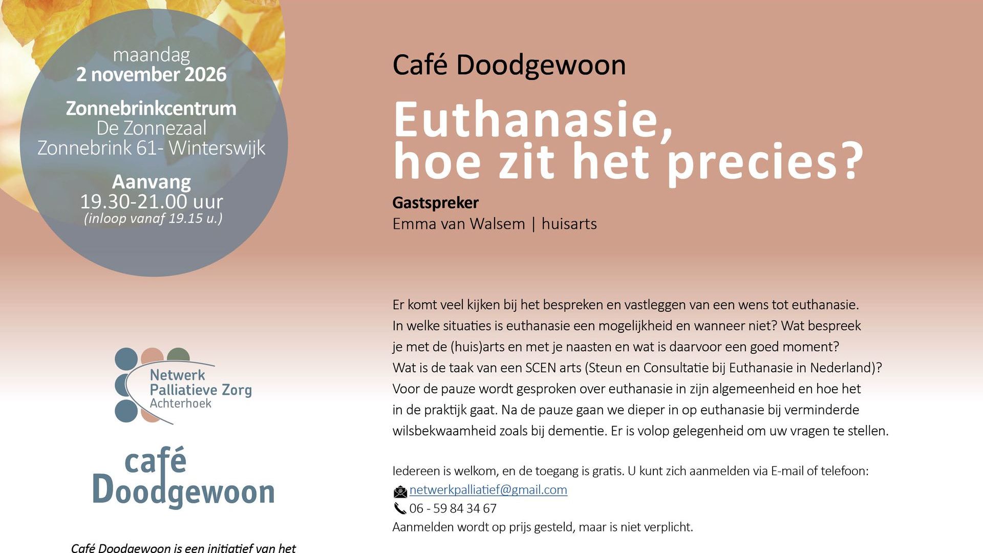Café Doodgewoon in Winterswijk over euthanasie